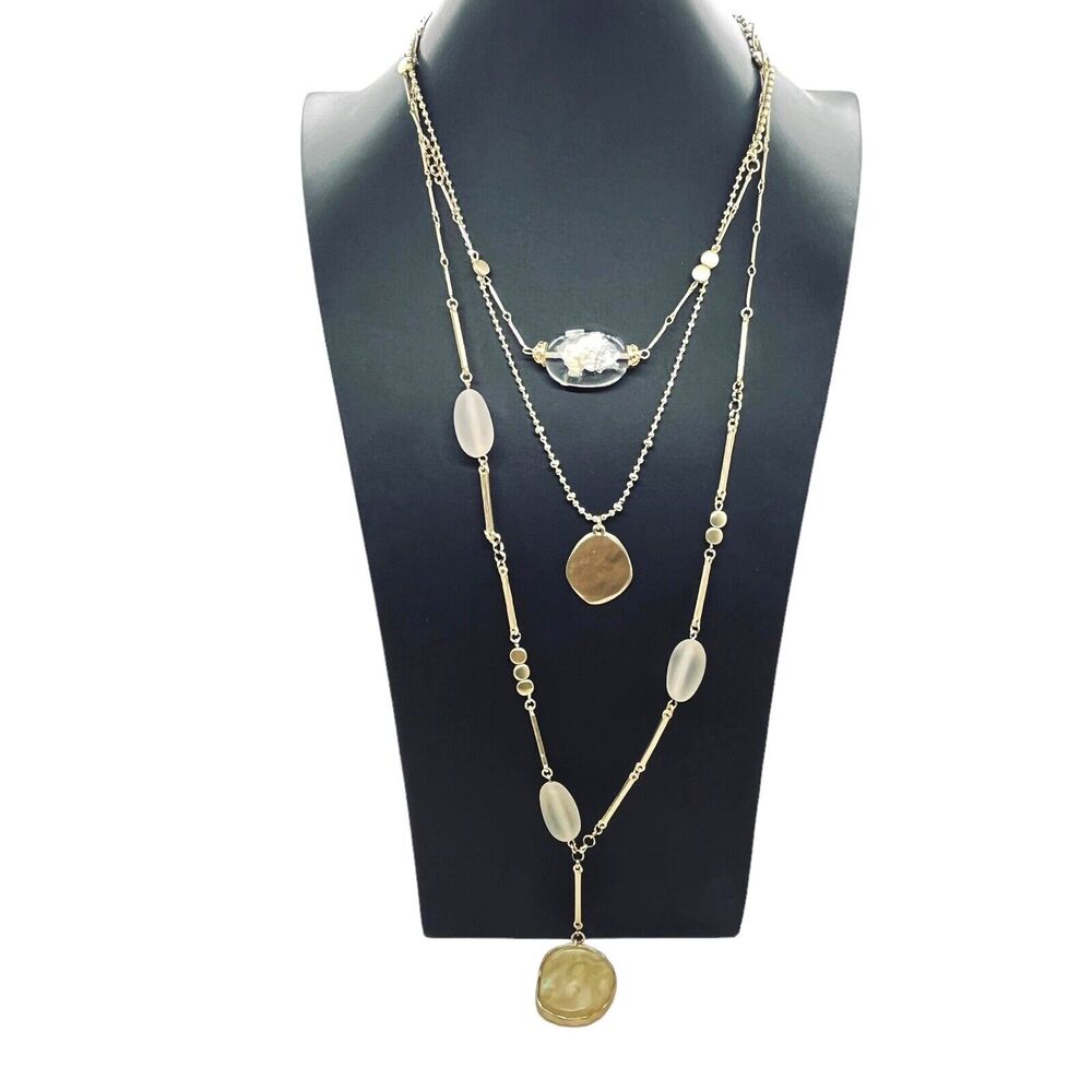 Calla Triple Layer Necklace Chico’s Convertible Gold Tone Three Strand New Women